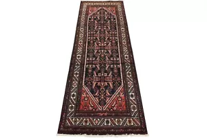 Vintage Tribal Runner 3'7'' x 10'2'' Blue Wool Hand-Knotted Oriental Rug - Picture 1 of 15