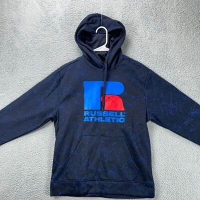 Suéter Deportivo Russel Para Hombres Mediano Azul Mármol Gráfico Pullover Sudadera NUEVO Foto 1 de 4
