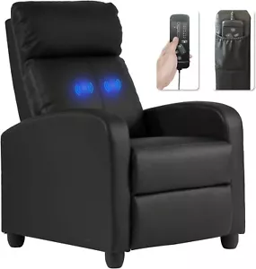 Recliner Chair with PU Leather Padded Seat Backrest Home Theater Seating - Picture 1 of 6