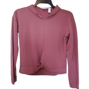 Zella Pink Cross Front Hooded Shirt Size Large - Picture 1 of 6
