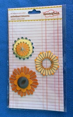 Sassafras Entwined Blooms - Turkish Turquoise - 1 pkg of 3 Blooms  NIP/NOS - Image 1 of 3