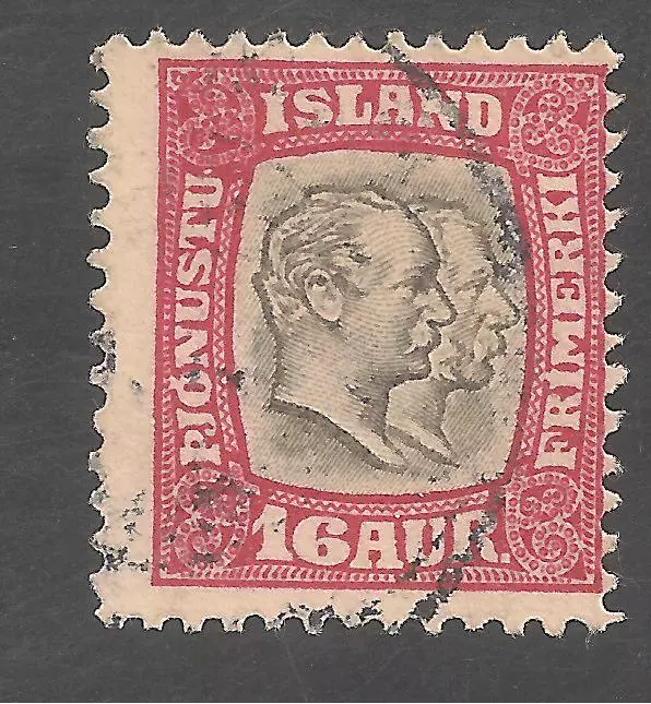 Iceland #O36 F USED - 1907-08 16a Christian IX, Frederik VIII - Official  - Image 1 of 1