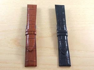 Echtleder Armband gepolstert Krokodildruck Farben braun/schwarz Schlaufe 20mm - Bild 1 von 4