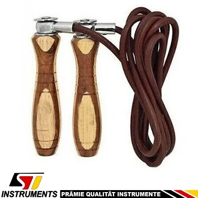 Profi Leder Springseil Holzgriffe Boxen Seilspringen  Speed Rope Jogging NEU - Bild 1 von 3
