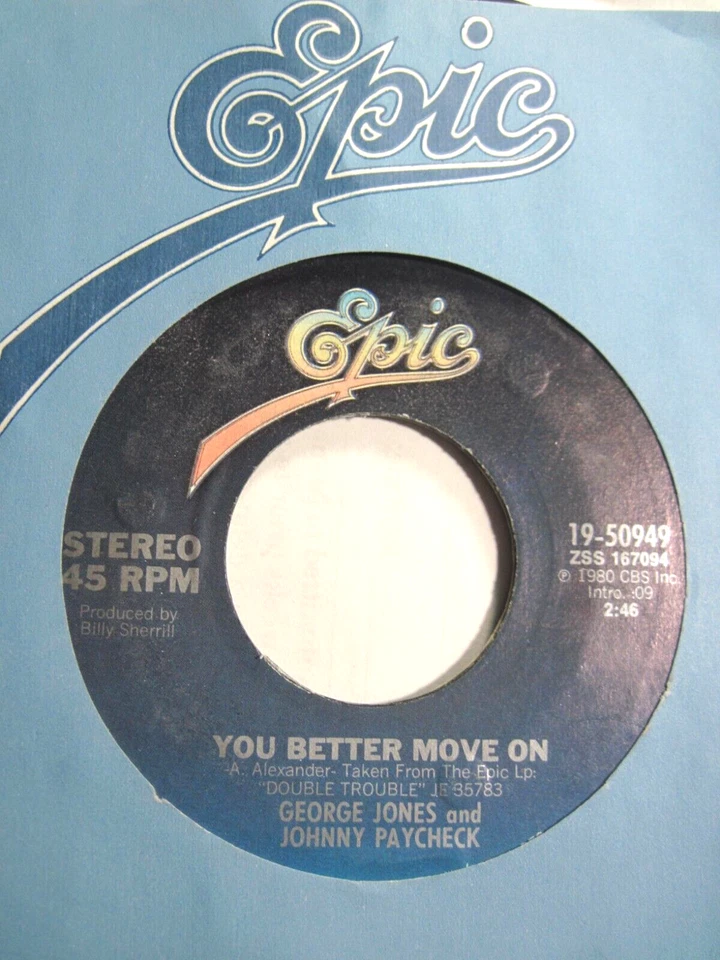 GEORGE JONES & JOHNNY PAYCHECK * 45 * You Better Move On *1980 #18 MINT UNPLAYED - Imagem 1 de 1