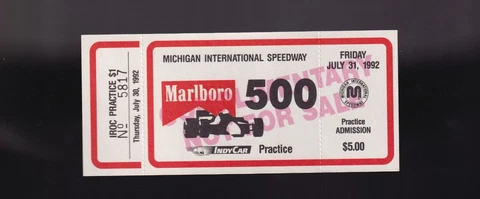 Michigan Speedway-Qualifying PRACTICE Ticket-IROC-MICHIGAN 500-RACING-INDY-MIS Cover