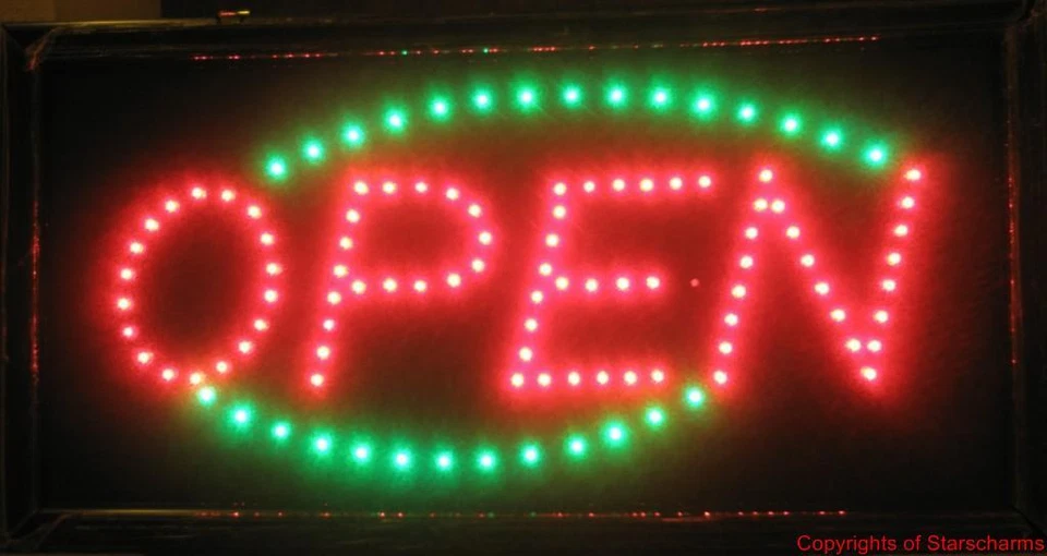 Animated LED Neon Light Open Sign Running Green LED 733