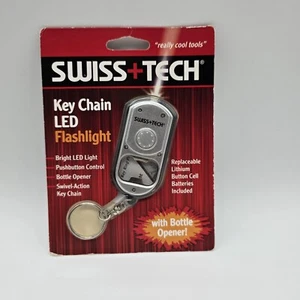 SWISS TECH KEY CHAIN LED FLASHLIGHT  NEW  PUSHBUTTON CONTROL  WITH BOTTLE OPENER - Picture 1 of 2