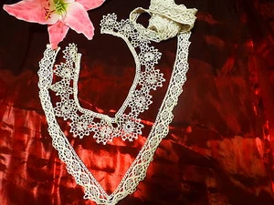 lot=dentelles anciennes2m,50  guipure , futur col au fuseau fait main,fil de lin - Picture 1 of 1