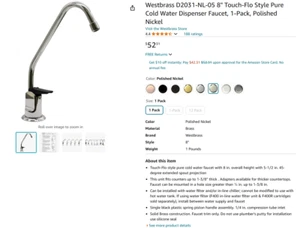 Westbrass D2031-NL-05 8" Touch-Flo Style Pure Cold Water Dispenser Faucet - Picture 1 of 4
