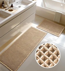 Large Waffle Bath Mat Set, Non-Slip, Ultra Absorbent, Washable 2-Piece Rugs Set - Picture 1 of 12