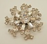 SILVER CRAFT Large Snowflake Flower Rhinestone Brooch Pin Vintage ...