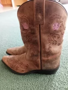 Smoky Mountain Youth Girls Size 2.5 R Shoes Brown Leather Western Cowboy Boots - Picture 1 of 4