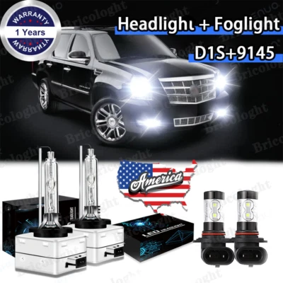 For 2007-2013 Cadillac Escalade EXT LED HID Headlight Bulbs Hi-Low + Fog light A - Image 1 of 4