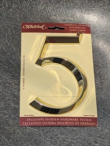 NEW! Whitehall GOLD NUMBER Five (5) ADDRESS NUMBER for your Home* 6" Brass - Picture 1 of 3