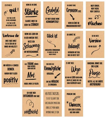 Set 18 Postkarten Leben & Momente mit schönen Sprüchen auf Kraftpapier (20836) - Bild 1 von 4