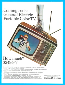 General Electric television TV portable 1965 print ad 1960's vintage football - Picture 1 of 3