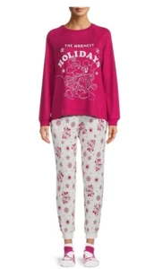 Disney Mujer Mickey Mouse Pijama Conjunto de Regalo, 3 Piezas Pantalones, Top, Calcetín M (8-10) - Imagen 1 de 4