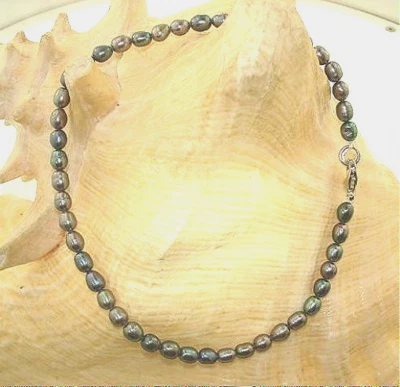 4,5 mm 1 hebra cultivada agua dulce pavo real negro ovalado perla tobillera 9"-11" sp #2 Foto 1 de 4