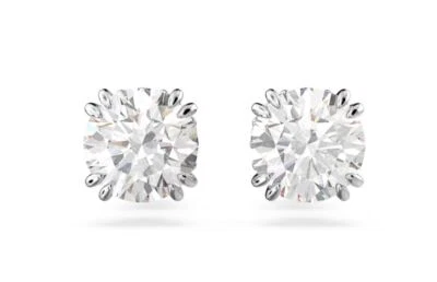 Swarovski Stilla Stud Earrings Round Cut, White, Rhodium Plated 5636712 - Image 1 of 4
