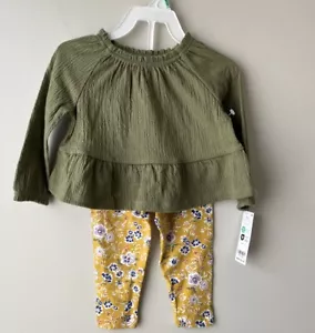 Conjunto de 2 camisas pantalón Carters niñas 18 meses verde amarillo - Imagen 1 de 2