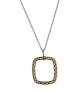 Tacori FP510PK 18K Rose And White Gold Diamond Square Necklace Pendant - Picture 1 of 3