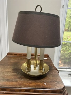 Vtg Bouillotte Table Lamp 3 Candlesticks Electric - Image 1 of 4
