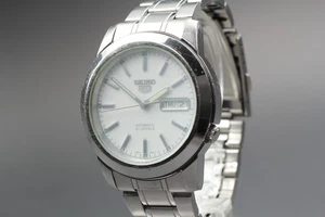 [Exc+5] Seiko 5 7S26-02W0 Day-Date Automatik weißes Zifferblatt Herrenuhr aus Japan - Bild 1 von 11