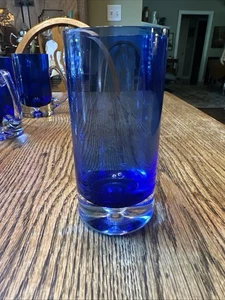 Block Stockholm Cobalt Crystal Highball Glass Controlled Bubble 6.25”x3”several - Picture 1 of 4