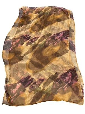 Bufanda Floral Transparente Rectángulo Amarillo Marrón Cuello Envolvente Chal Accesorio Ligero Foto 1 de 4