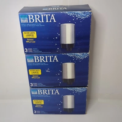 9 Total (3x3)-Brita Tap Water Filtration System for Faucets  Model FF 100 Chrome - Image 1 of 4