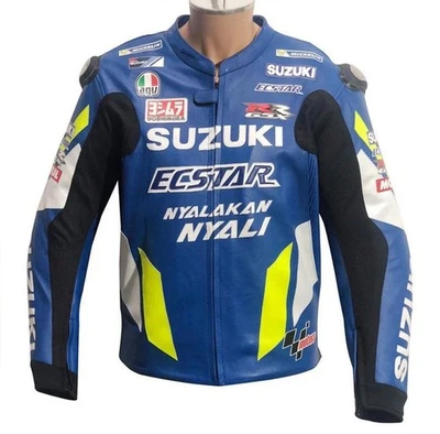 New Suzuki Ecstar Racing Jacket Men's Leather Motorcycle Biker MotoGP Apparel - Image 1 of 4