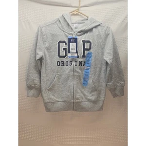 Gap Full Zip Sweater Hoodie Jacket Kids Unisex SIze 6/7 Gray Hooded Logo 6810 - Picture 1 of 6