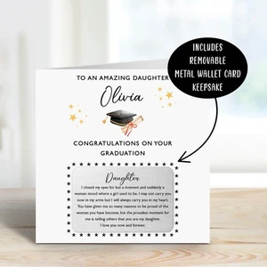 Personalised Daughter Graduation Card & Metal Keepsake, Graduation Gift Daughter - Picture 1 of 20