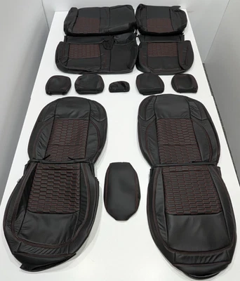 For Jeep Gladiator Rubicon 2024-2025 Black Leather Seat Covers W249 - Image 1 of 4