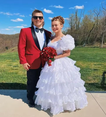 Victorian Rococo Wedding Dress With Ruffles Sleeves White Duchess Steampunk - Image 1 of 4