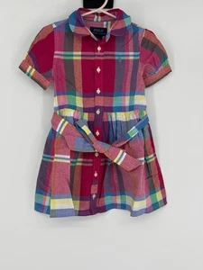 NWT Polo Ralph Lauren Girls Plaid Short Sleeve Button Down Dress Youth Size 2 - Picture 1 of 13