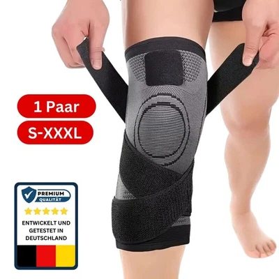 2x SQAUT® Kniebandage Kniestütze Knie Kompression Sport Bandage mit Klettgürtel