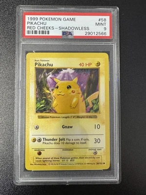 1999 Pokemon Game Pikachu #58 Red Cheeks-Shadowless PSA 9 - Image 1 of 2