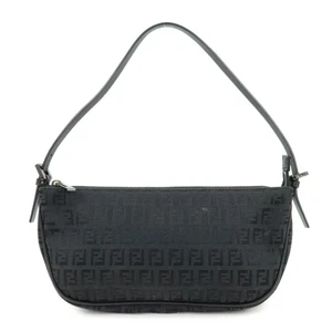 FENDI Zucchino Canvas Leder Schultertasche Handtasche schwarz echt gebraucht kostenloser Versand - Bild 1 von 24