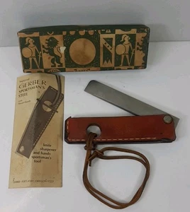 Vintage Gerber USA Sportsman 5" Folding Knife Sharpening Steel Pocket Hone - Picture 1 of 13