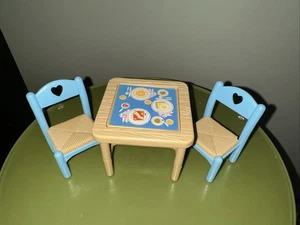 VTG Lot Fisher Price Loving Family 1993 Kitchen Flip Top Table & 2 Chairs Toy FP - Picture 1 of 8
