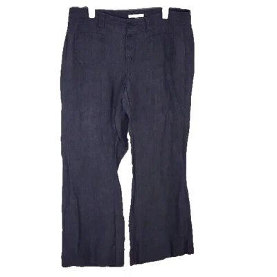Cabi Wide Flare Leg Dark Gray Button Fly Linen Pants Size 14 - Image 1 of 4