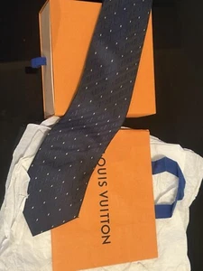 Louis Vuitton vintage Silk Tie BNW+Owen Gift box /bag Blue/max Made in Italy - Picture 1 of 10