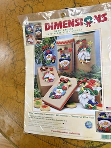 Dimensions Needlepoint Frosty and Santa 6 Christmas Ornament Lot by Todd Trainer - Picture 1 of 6