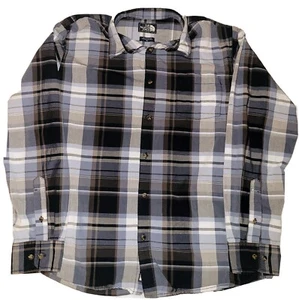 The North Face TNF Black White Blue Plaid Long Sleeve Button Shirt Men's Size XL - Picture 1 of 6