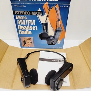 Vtg Realistic Stereo Mate Am/FM Headset Radio WORKS & LOOKS GREAT W/Manual - Picture 1 of 6