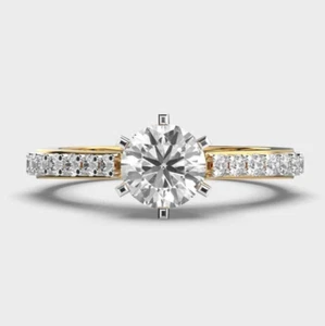 Dainty Diamond Engagement Ring 10K Solid Gold Lab Grown Diamond Wedding Ring Her - Picture 1 of 9