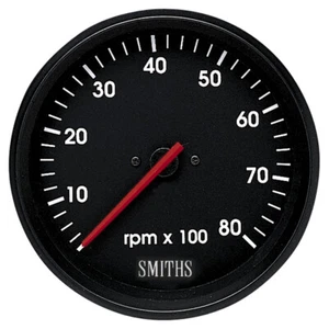 Smiths International Tachometer Gauge Black Dial Face 0-8000 Rpm- 100mm Diameter - Picture 1 of 1