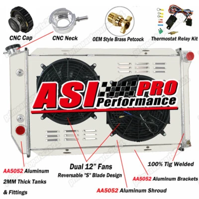 3Row Radiator+Shroud Fan+Relay For 1972-76 Ford Elite Gran Torino LTD II Montego Foto 1 de 4